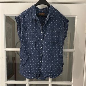 JACHS Girlfriend Navy Patterned Casual Shirt